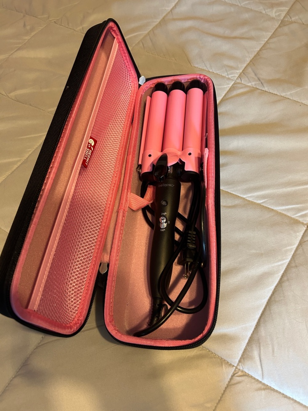 3-Barrel Pink Triple Barrel Curling Wand for Women Hair Styling